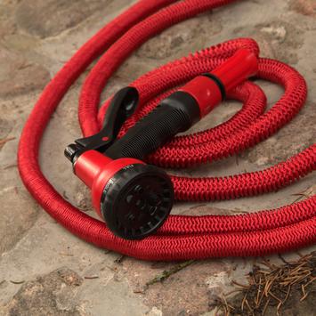 Шланг для воды растягивающийся QUATTRO ELEMENTI 15 метров, латекс, ПРЕМИУМ + Пистолет поли (244-872)