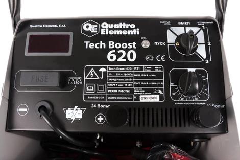Пуско-зарядное устройство QUATTRO ELEMENTI Tech Boost 620 ( 12 / 24 Вольт, заряд до 90А, пуск до 590 А, таймер, 28 кг)