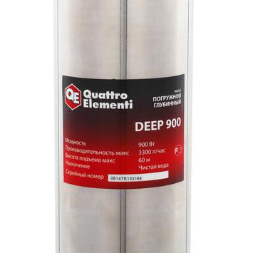 Глубинный насос QUATTRO ELEMENTI Deep  900 (900 Вт, 4500 л/ч, для чистой, 60 м, 12,2кг, нерж.корпус, провод 20м)