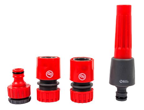 Набор поливочный QUATTRO ELEMENTI 4 предмета. Соединитель 1/2"-2шт, штуцер 1/2" и 3/4", на (646-188)