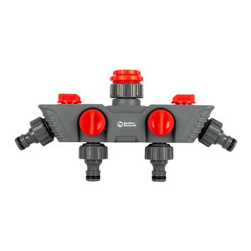Разветвитель QUATTRO ELEMENTI 4-х канальный, внутр. резьба 3/4" и 1", пластик (248-405)