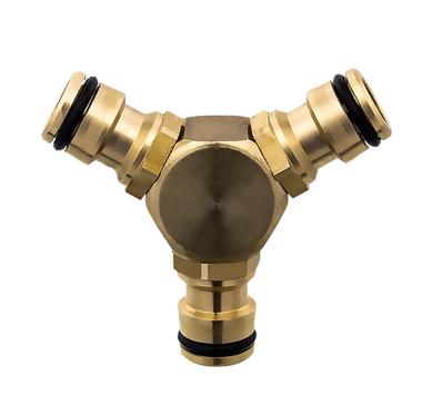 Штуцер для шланга QUATTRO ELEMENTI соединитель БРС папа - тройник, латунь (246-326)