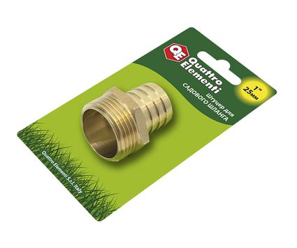 Штуцер для шланга QUATTRO ELEMENTI внеш. резьба 1" - "ёлочка" 25 мм, латунь (771-855)