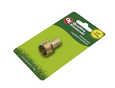 Штуцер для шланга QUATTRO ELEMENTI внеш. резьба  1/2" - "ёлочка" 12 мм, латунь (771-824)