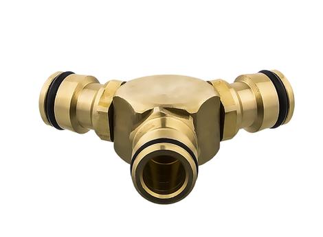 Штуцер для шланга QUATTRO ELEMENTI соединитель БРС папа - тройник, латунь (246-326)