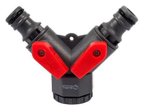 Разветвитель QUATTRO ELEMENTI 2-х канальный, внутр. резьба 1/2" и 3/4", пластик (646-027)