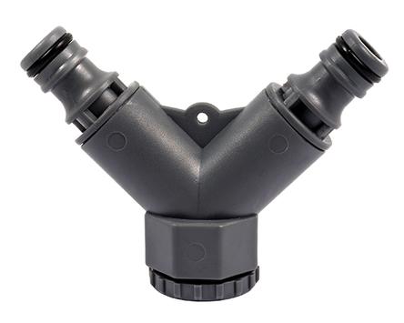 Разветвитель QUATTRO ELEMENTI 2-х канальный, внутр. резьба 1/2" и 3/4", пластик (646-027)
