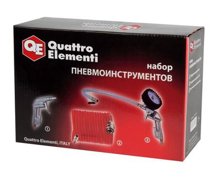 Набор пневмоинструментов QUATTRO ELEMENTI 3 шт, шланг 5м, пистолеты для накачки шин и обду 
