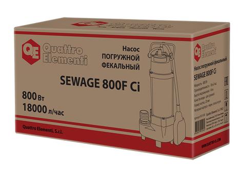 Насос фекальный QUATTRO ELEMENTI Sewage  800F Ci (800 Вт, 18000 л/ч, для грязной, 14 м, 17,6 кг)