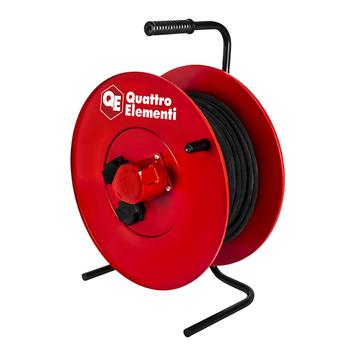 Удлинитель силовой QUATTRO ELEMENTI УПС32-380 - 30 м, провод КГ 5х2,5 мм2, 1 сил. роз. 32А 380В + 2 роз. 16А 220В, катушка металл (920-896)